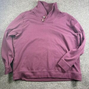 Tommy Bahama Sweater Mens 2XL Purple Button Mock Neck Pullover Casual Comfort